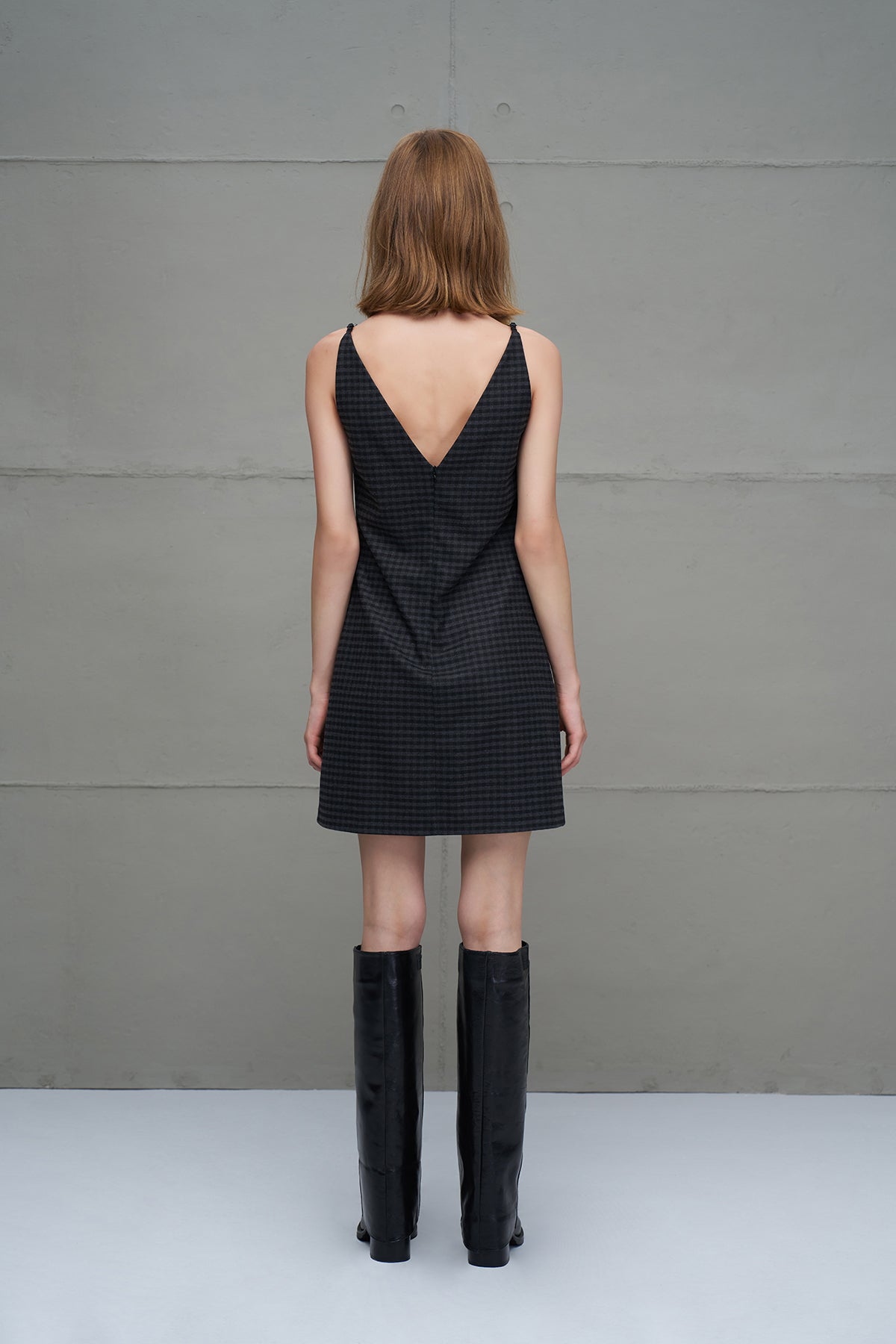 Black Chunky Heeled Leather Boots Pegaso