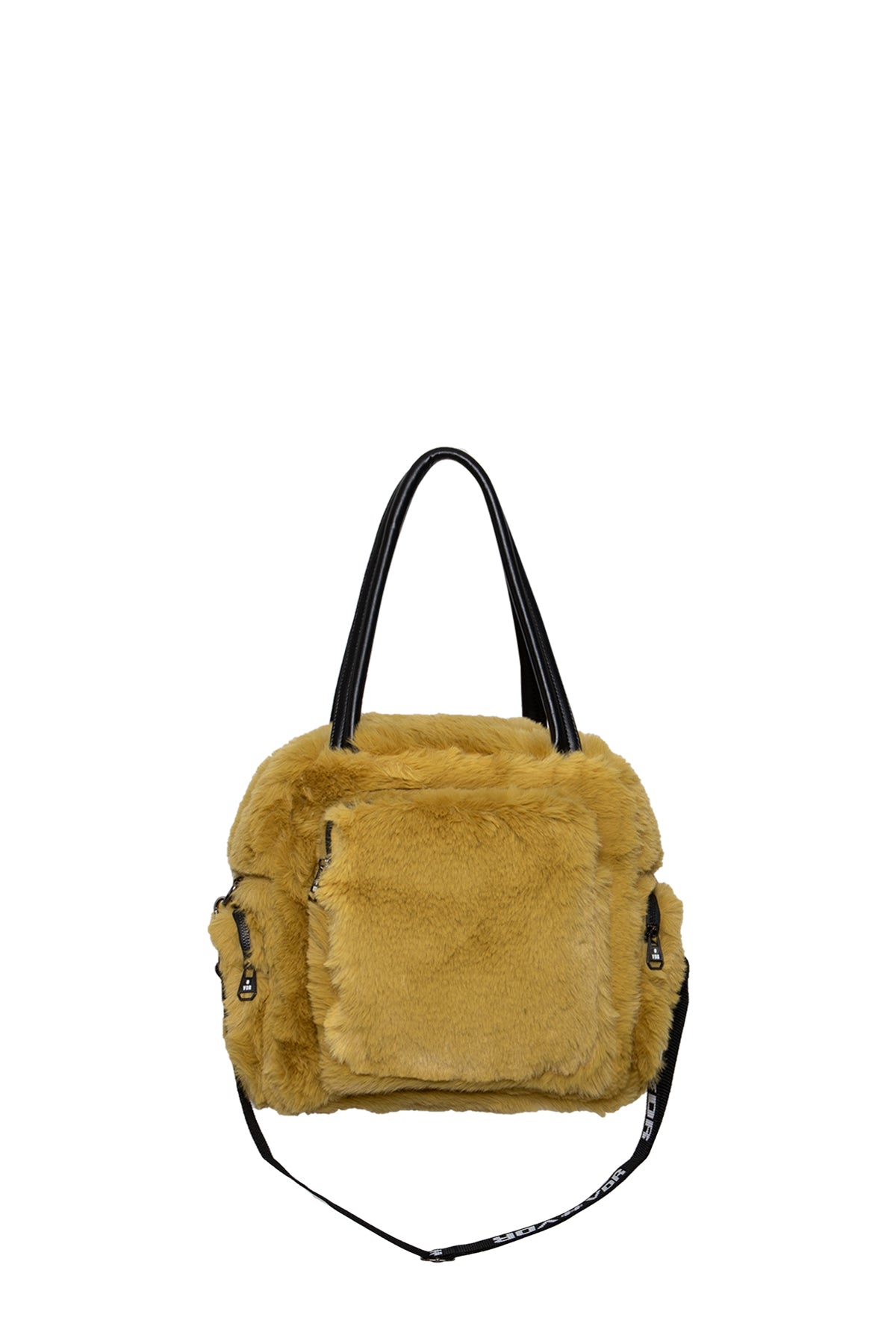 Mustard Faux Fur Shoulder Tote Bag Porto20