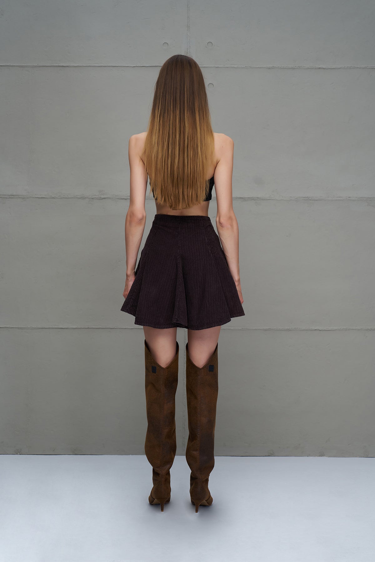 Brown Faux Distressed Leather Boots Roxette