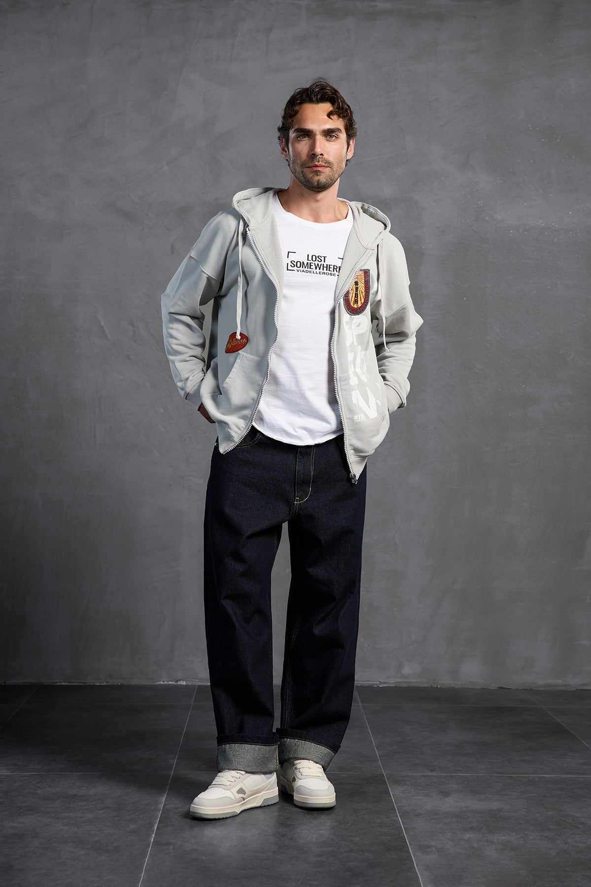 Grey Patch Hooded Sweatshirt 10000