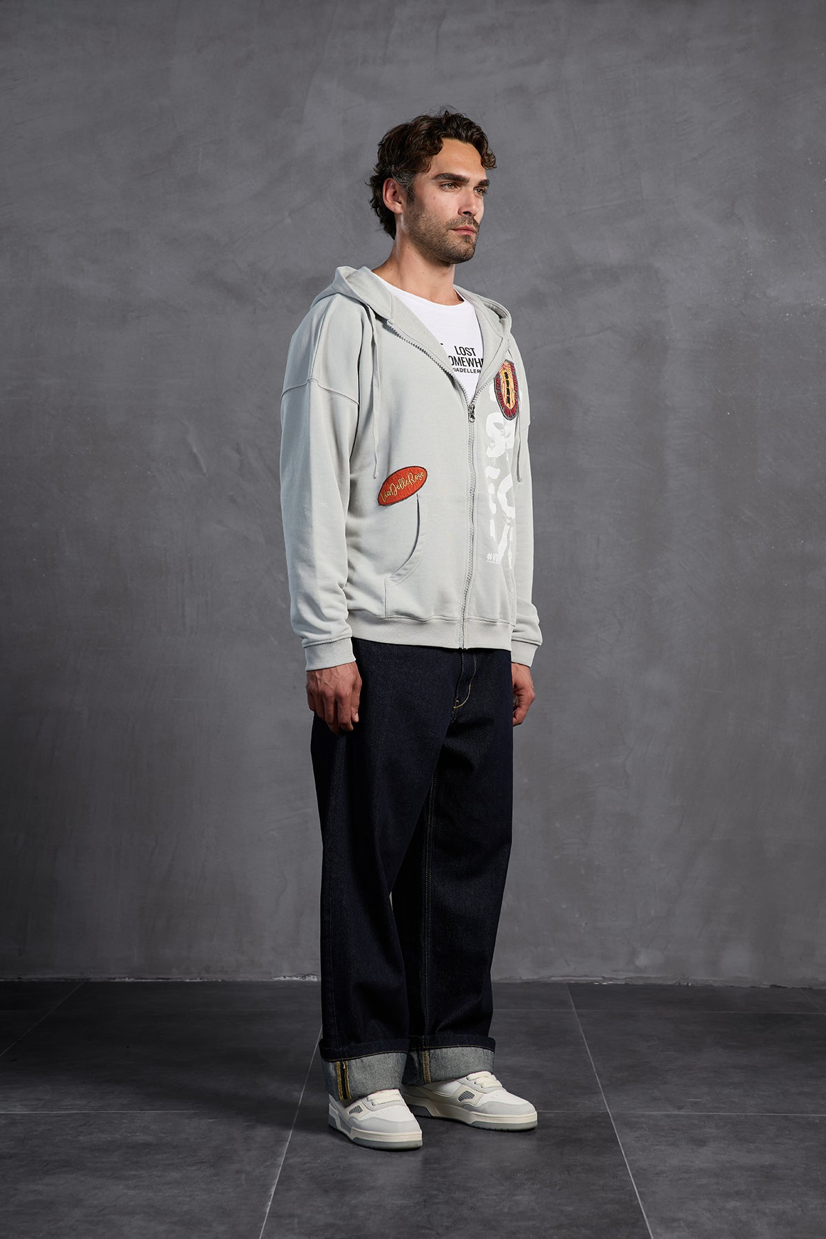 Grey Patch Hooded Sweatshirt 10000