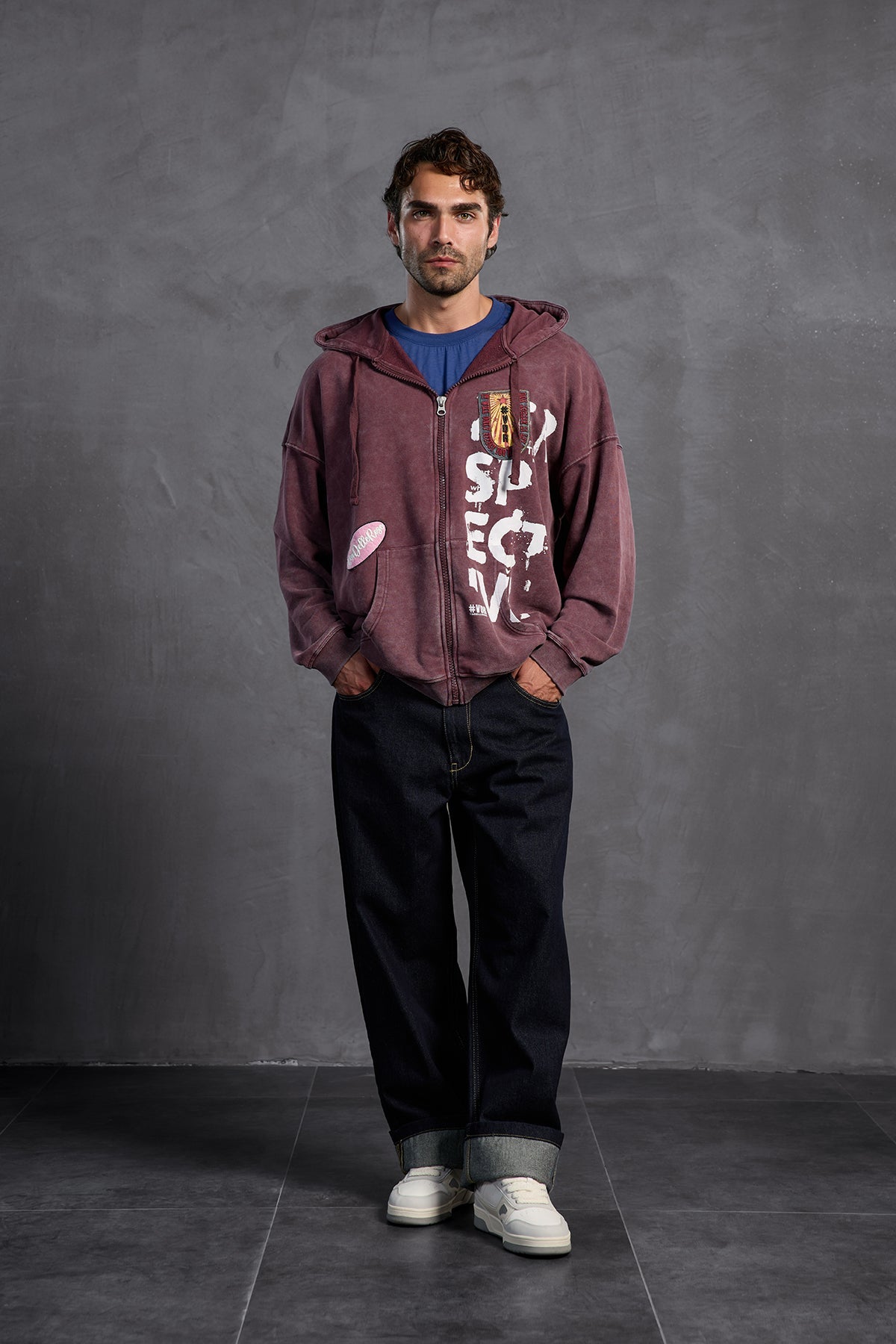 Burgundy Patch Hooded Sweatshirt 10000