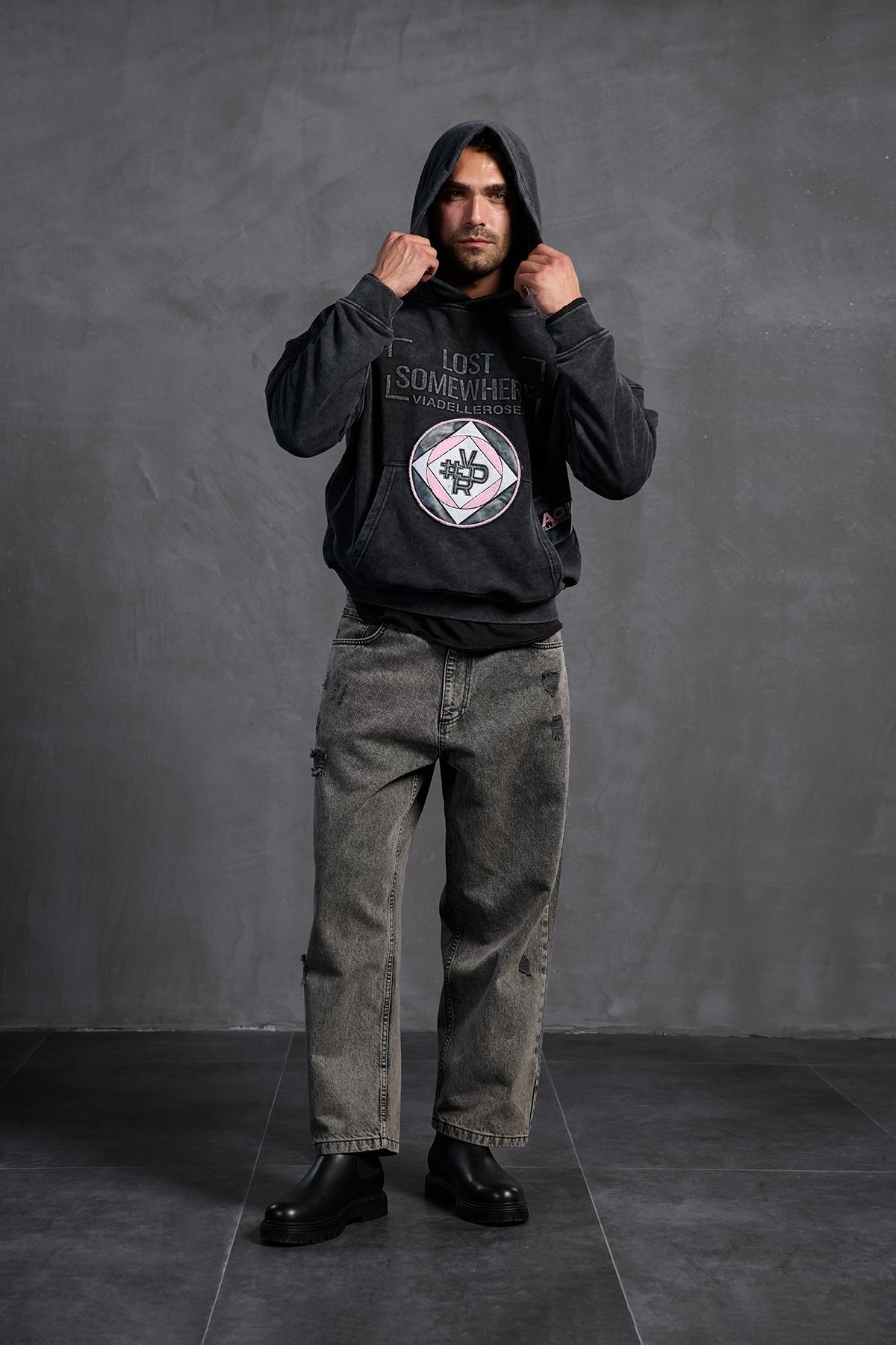 Black Patch Hooded Sweatshirt 10002