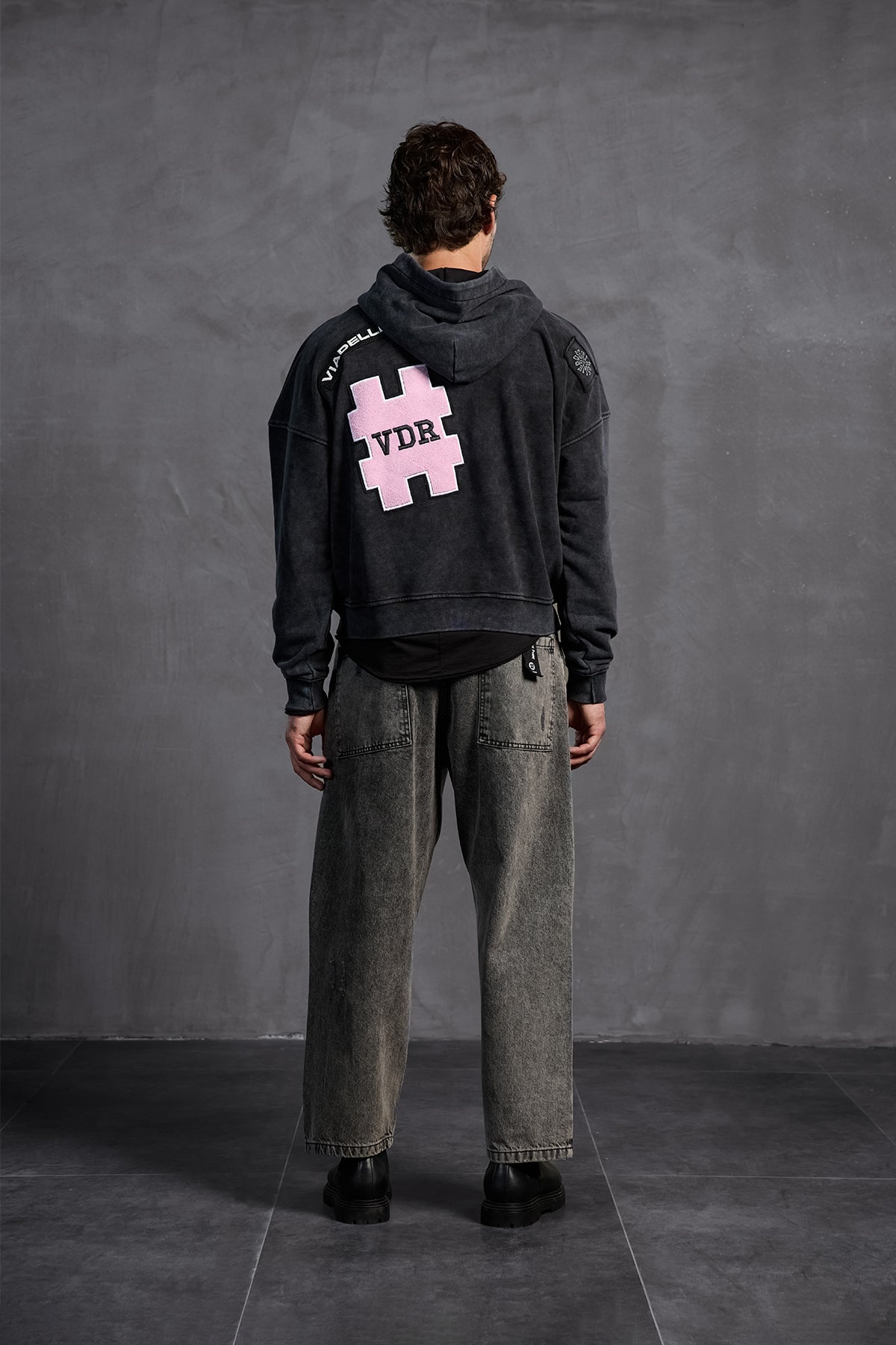 Black Patch Hooded Sweatshirt 10002