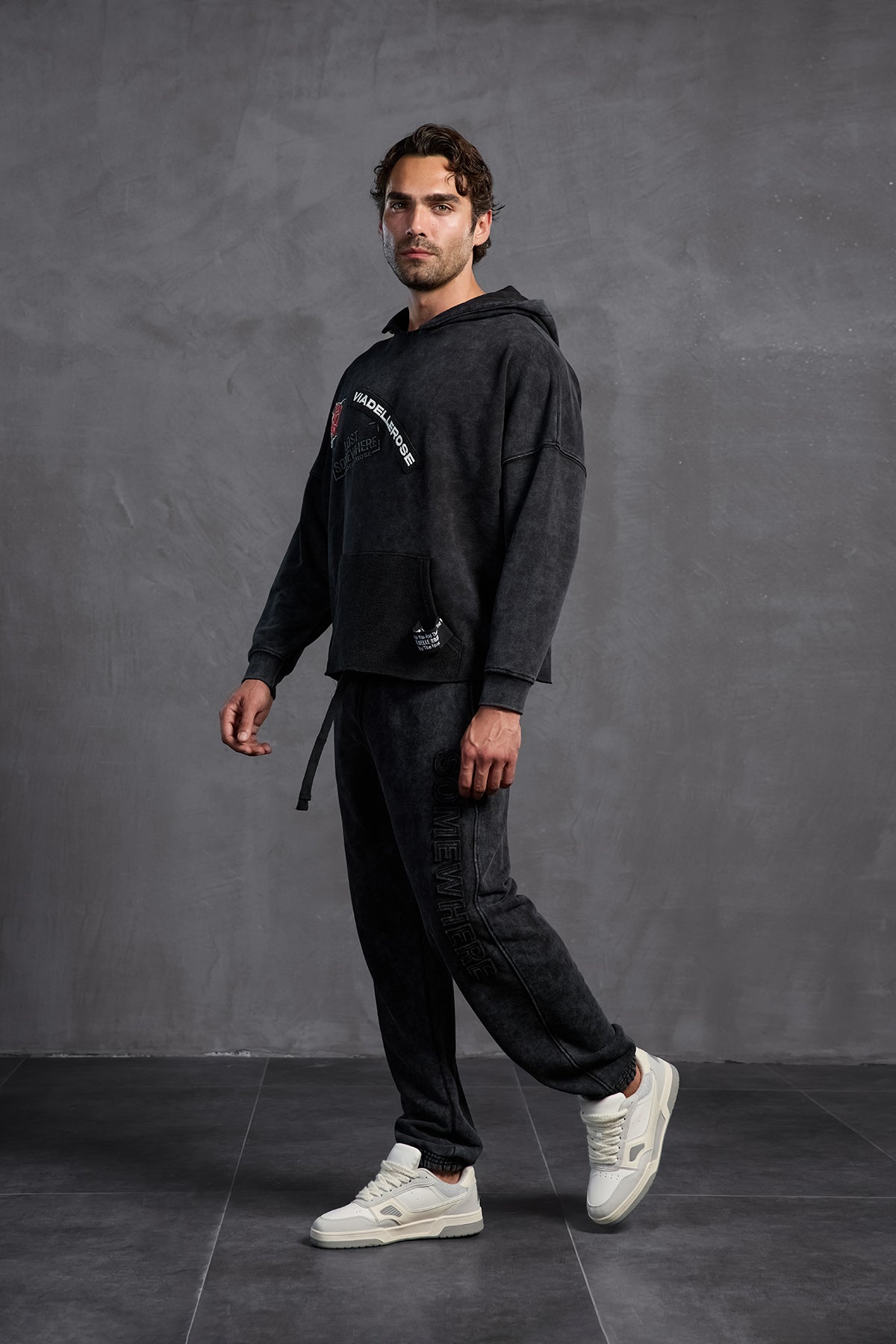 Black Patch Hooded Sweatshirt 10003