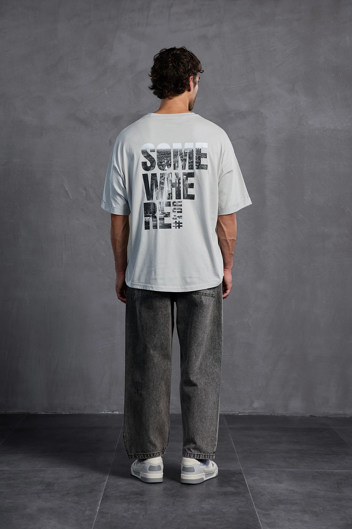 Grey Printed Crew Neck T-shirt 10006