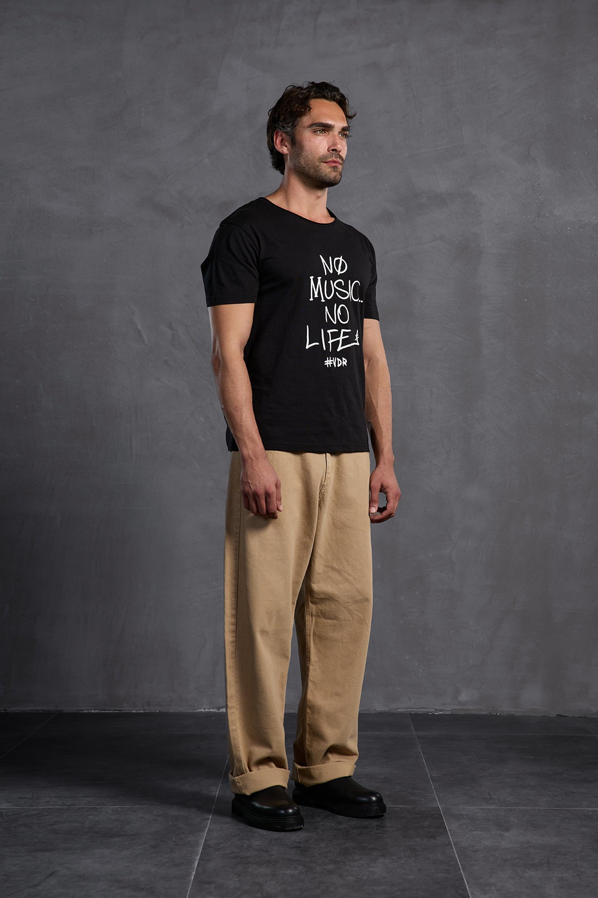 Black Printed Round Neck T-shirt 10009