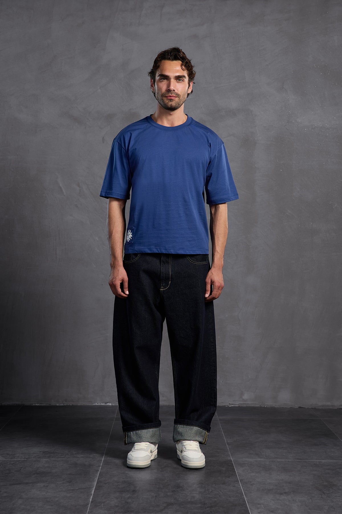 Blue Printed Round Neck T-shirt 10010