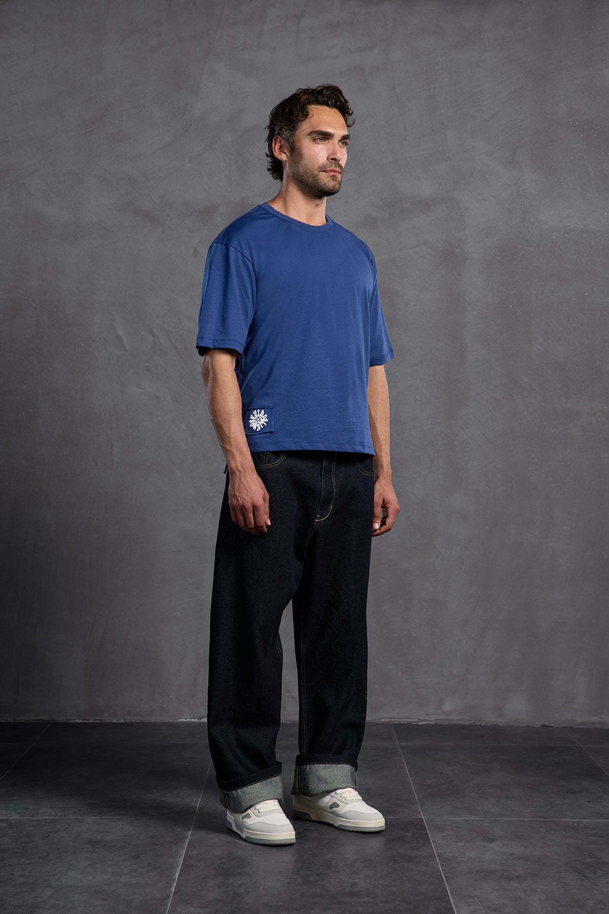 Blue Printed Round Neck T-shirt 10010