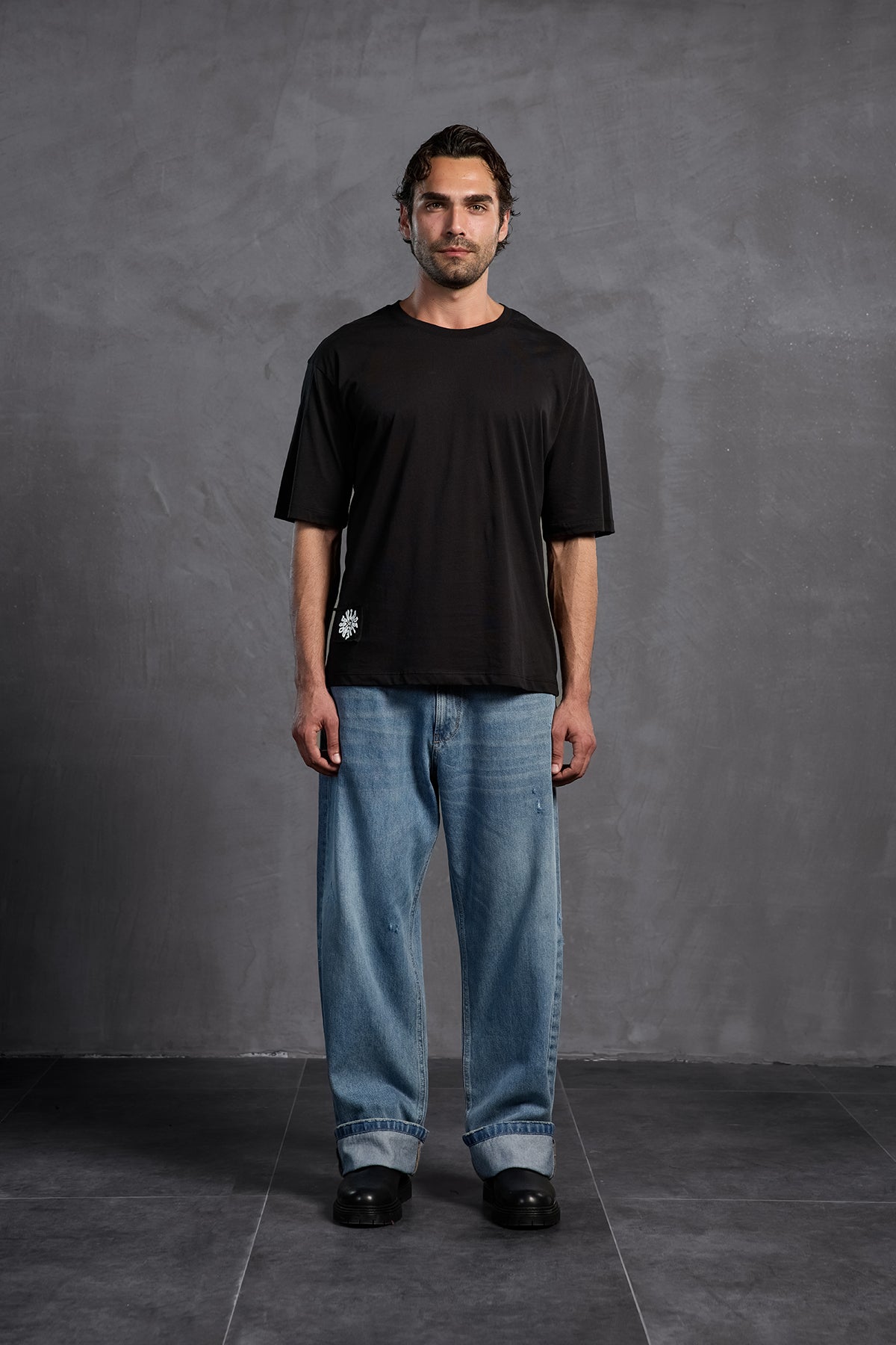 Black Printed Round Neck T-shirt 10010