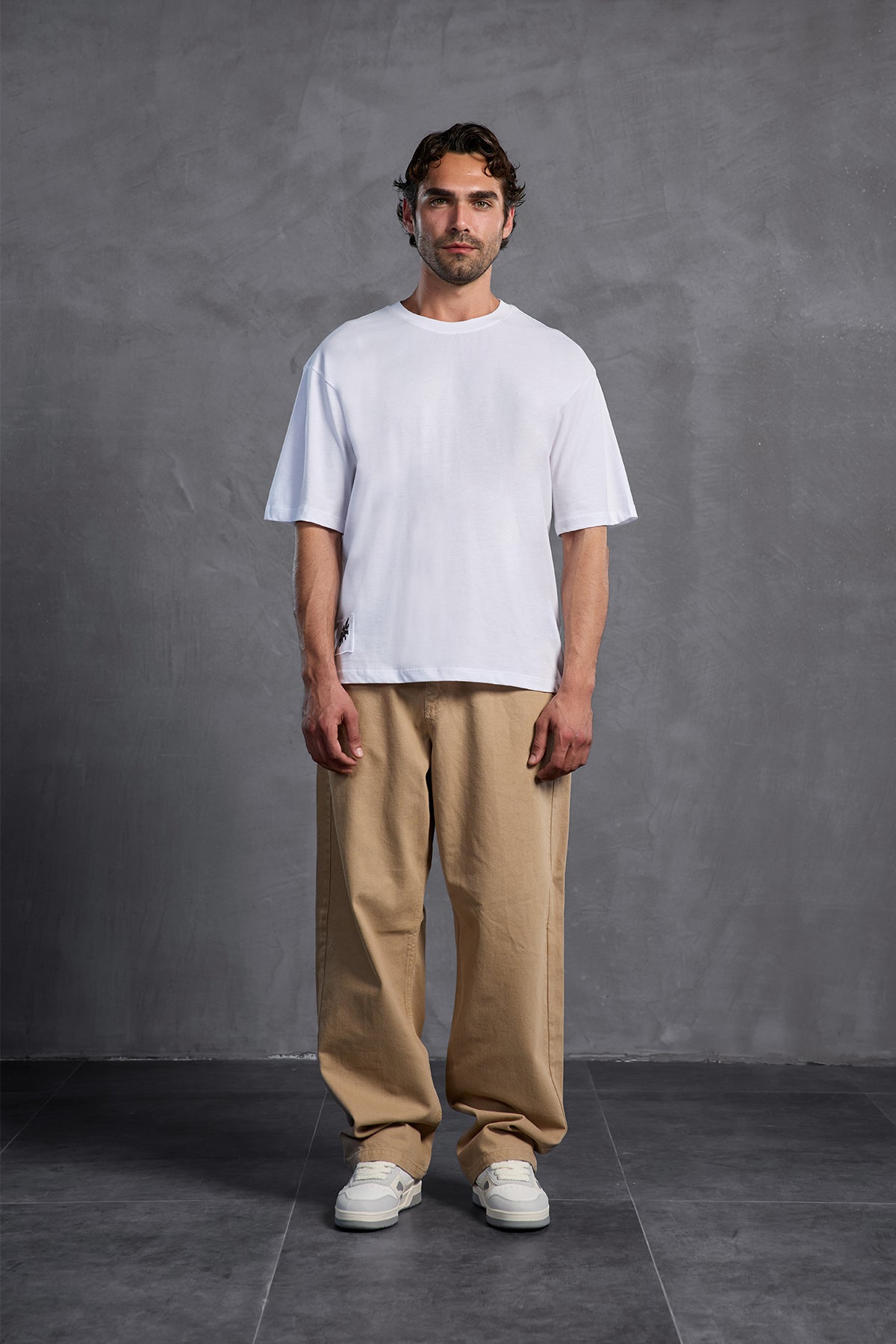 White Printed Round Neck T-shirt 10010