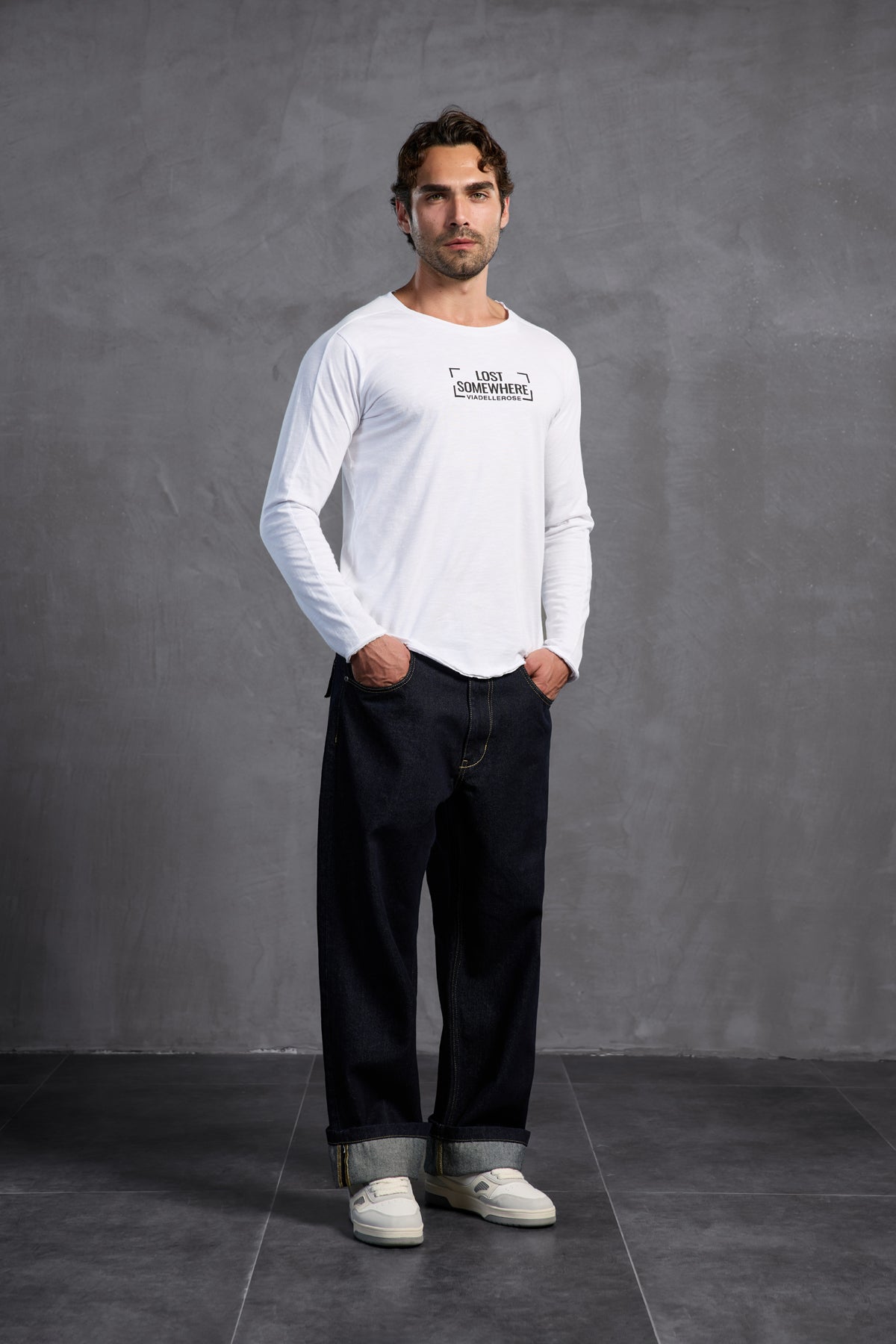 White Front Text Crew Neck T-shirt 10011