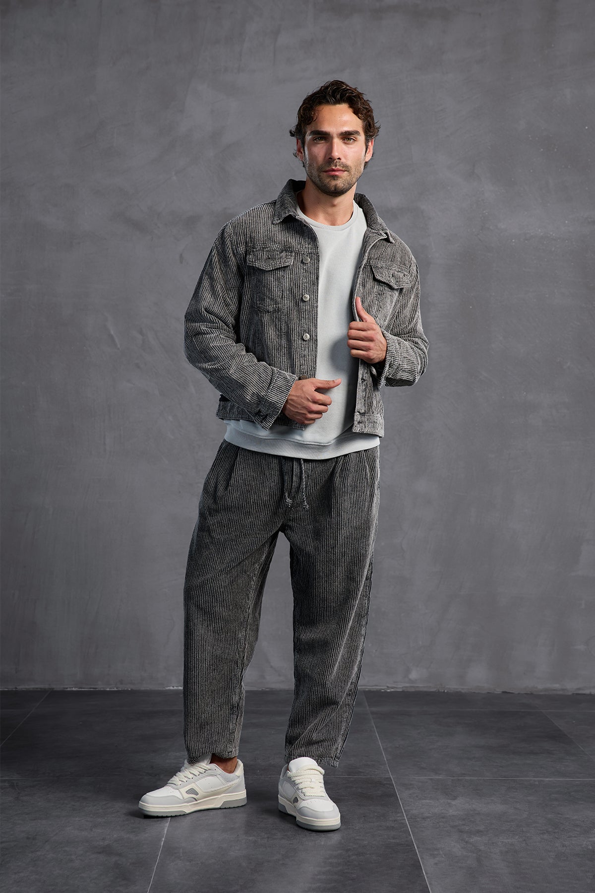 Anthracite Ribbed Velvet Jacket 10019