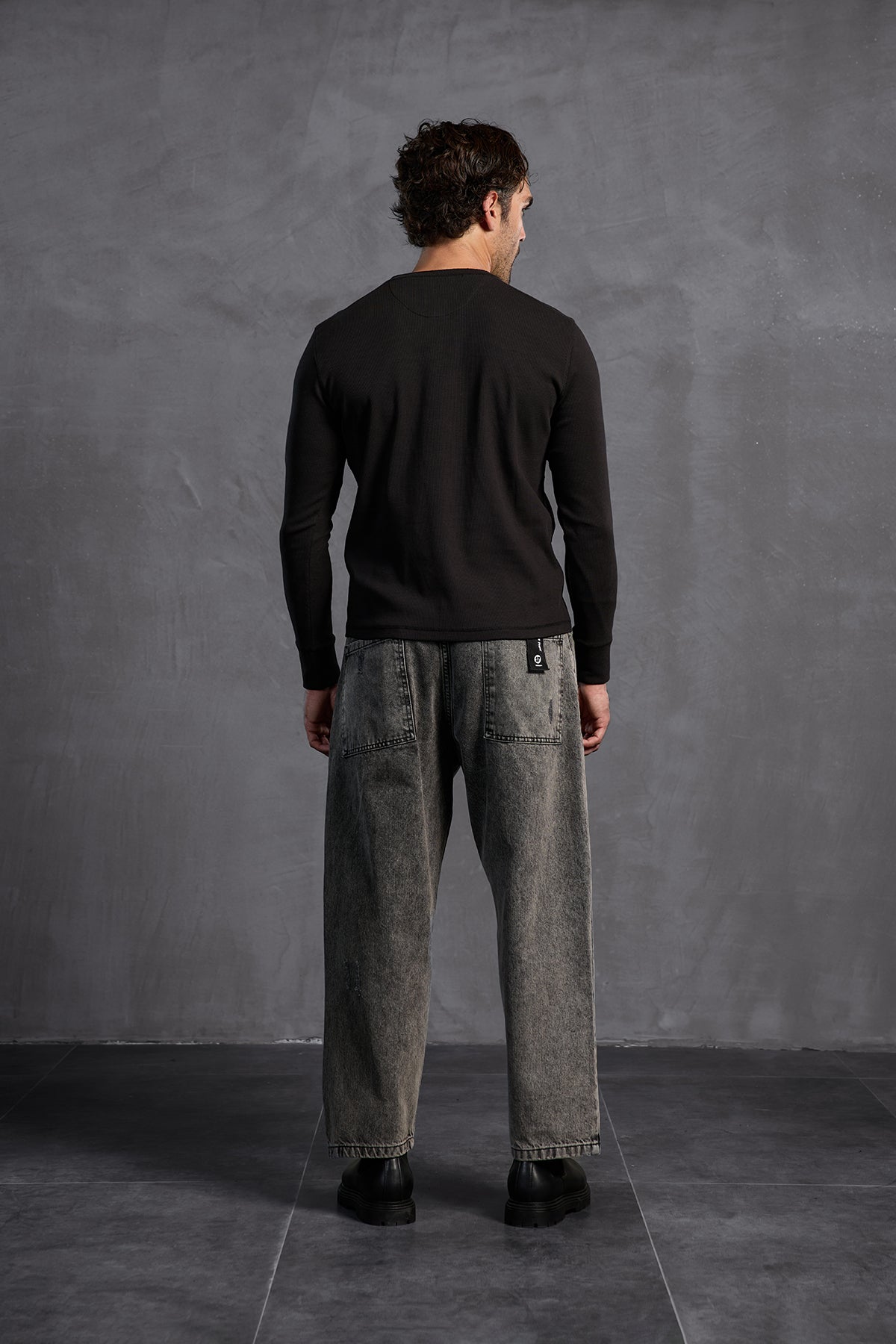 Black Ribbed Front Buttoned T-shirt 10025