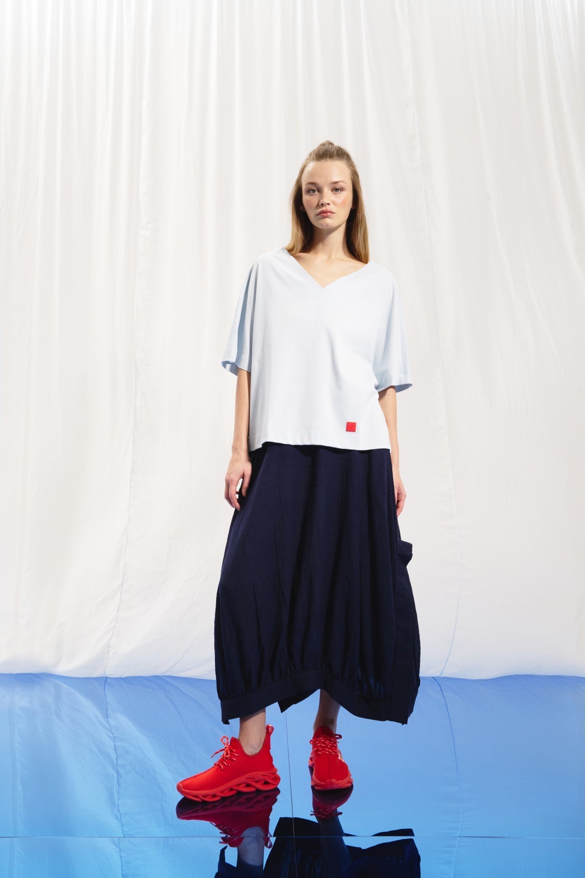 Light Grey V-neck Interlock T-shirt 17003