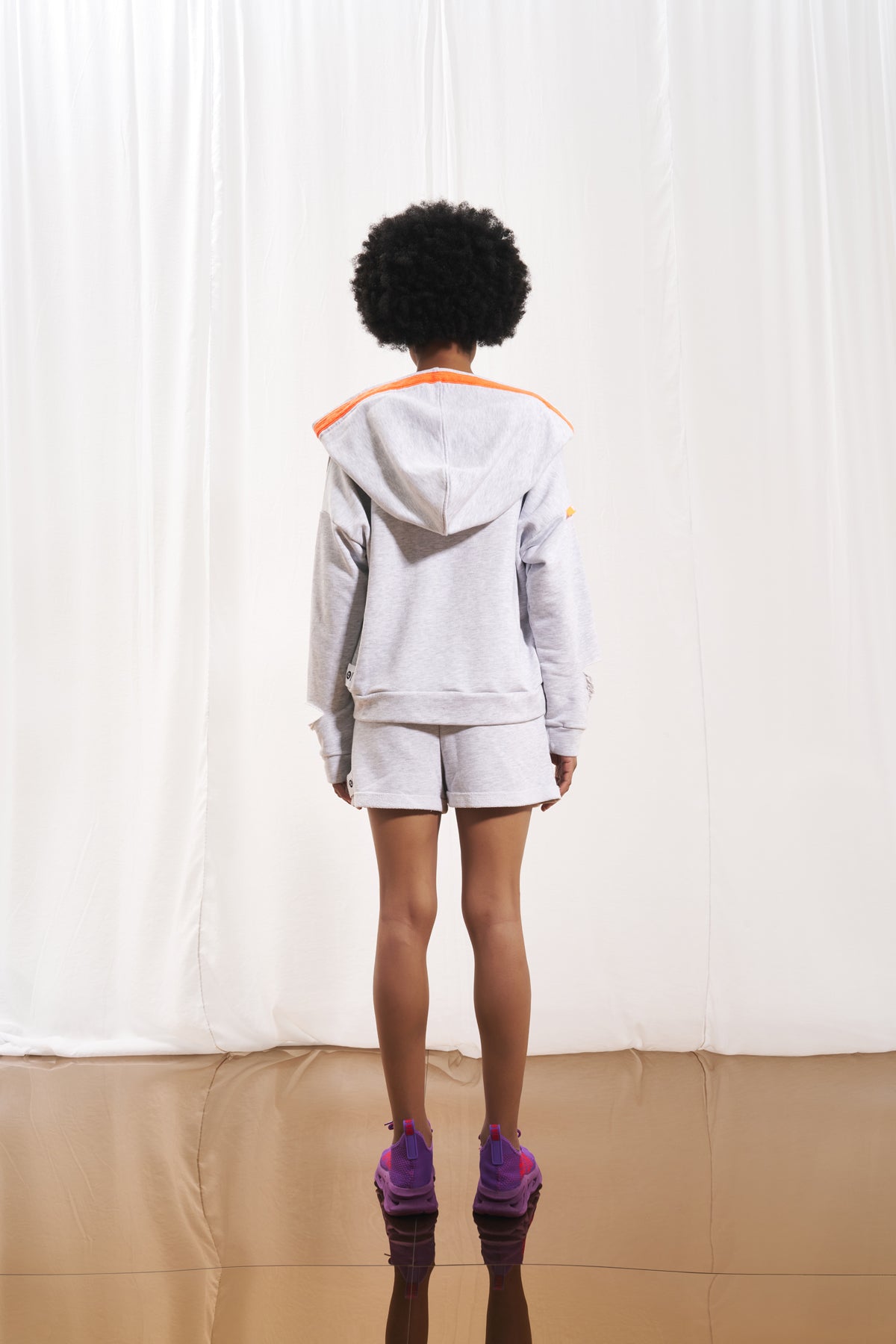 Light Grey Melange Plush Shorts 17031