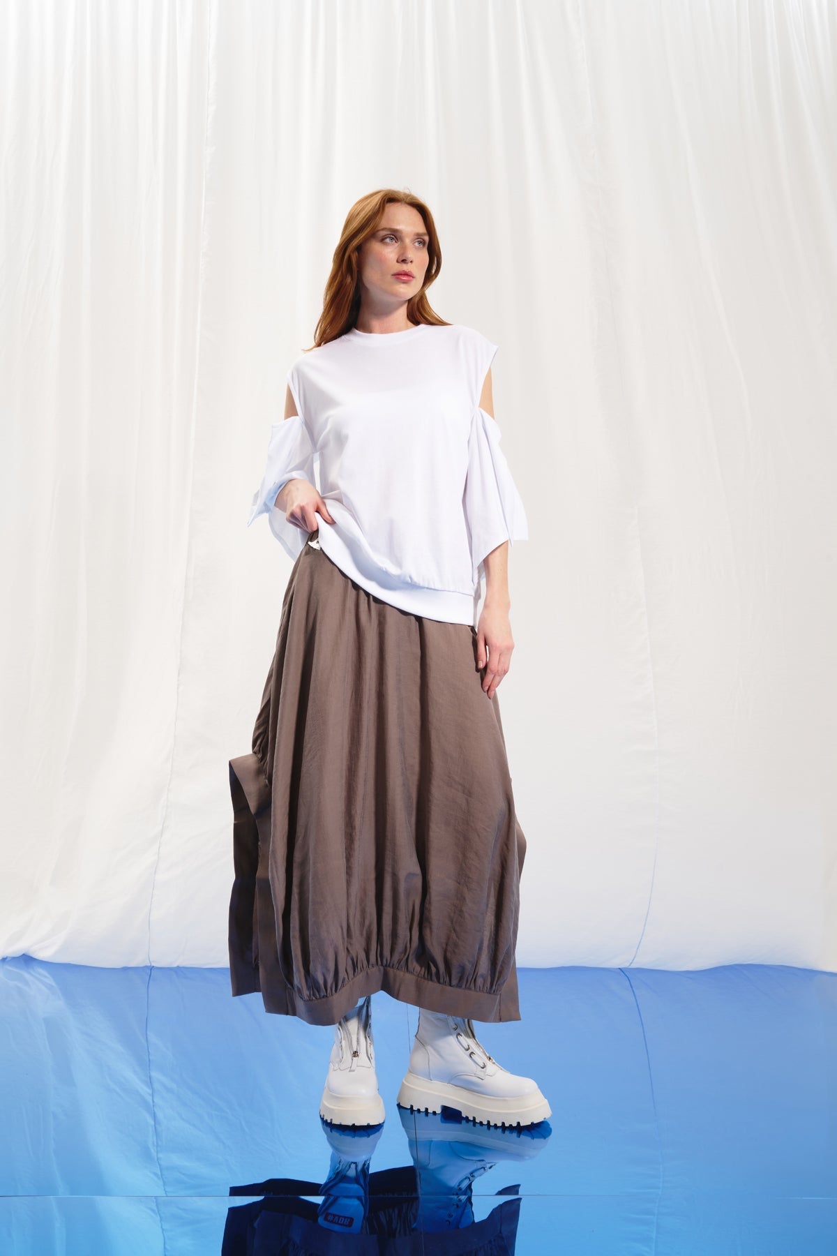 White Cut-out T-shirt 17056