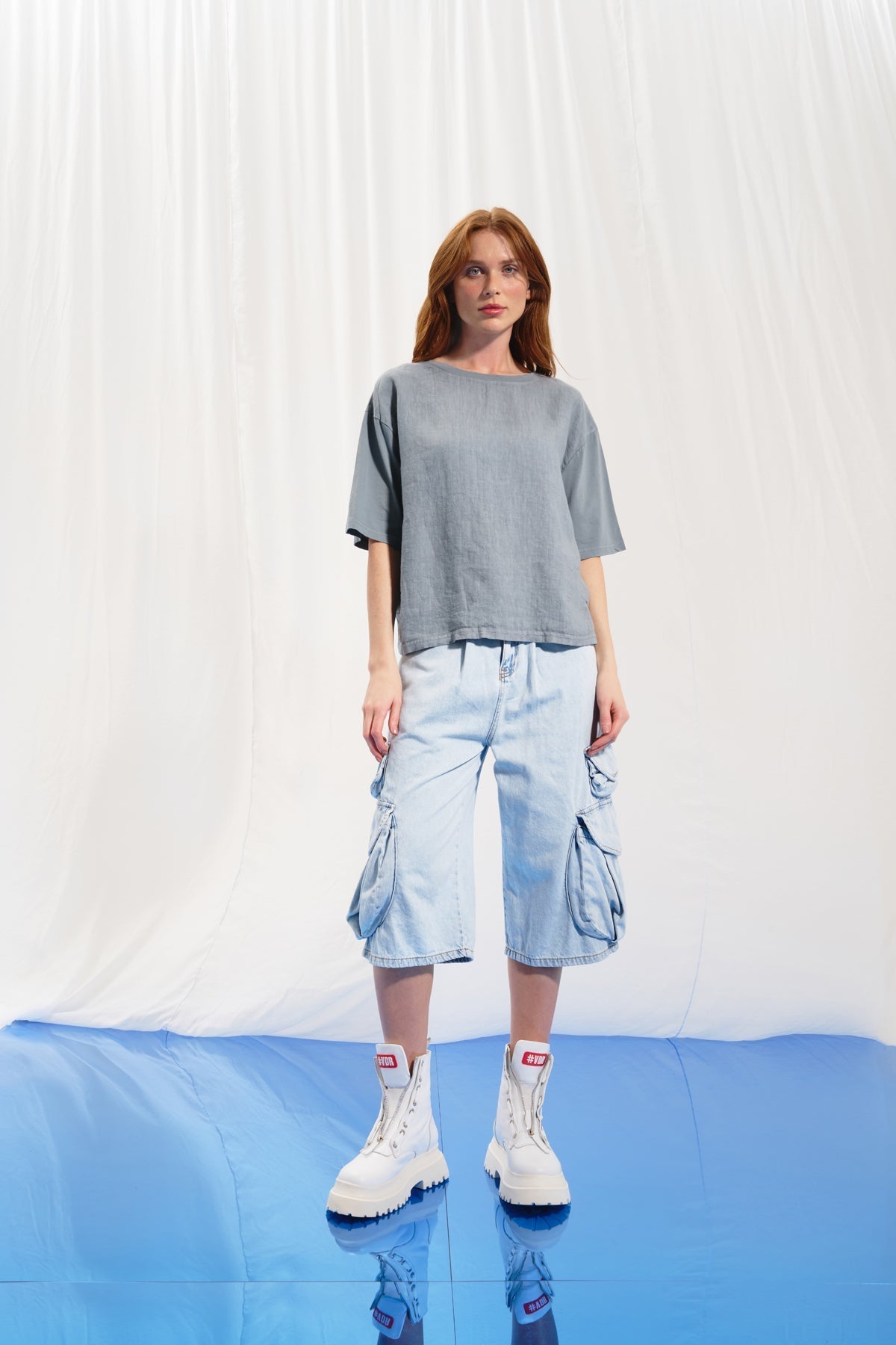 Light Blue Baggy Bermuda Denim Shorts 17197