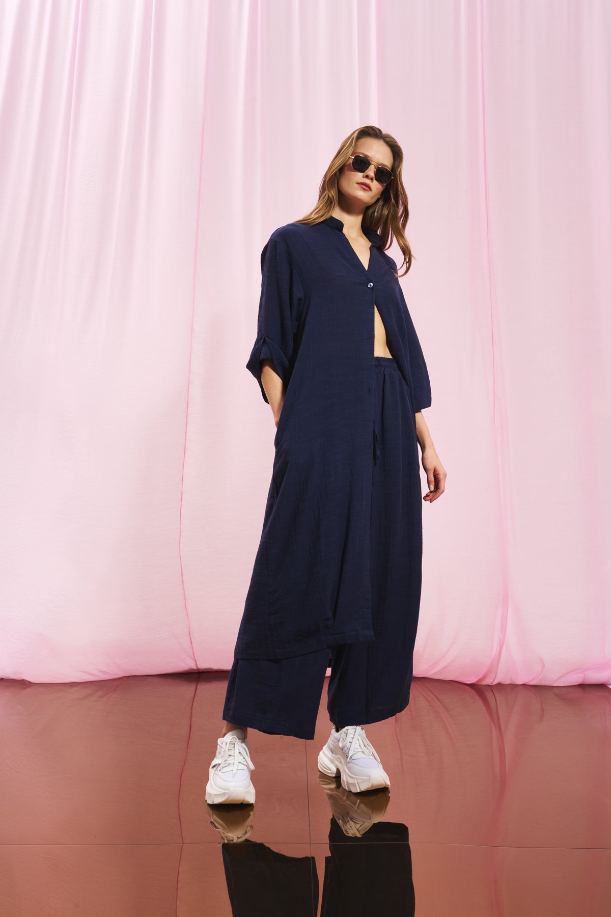Navy Blue Shirt Dress 17267