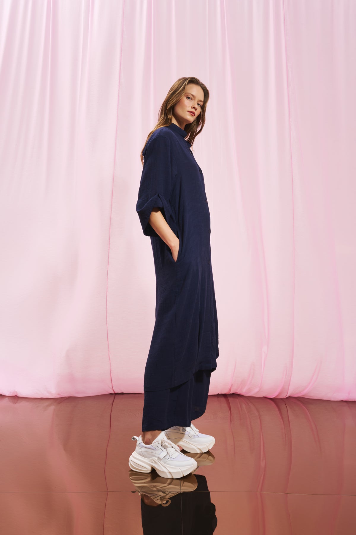 Navy Blue Shirt Dress 17267