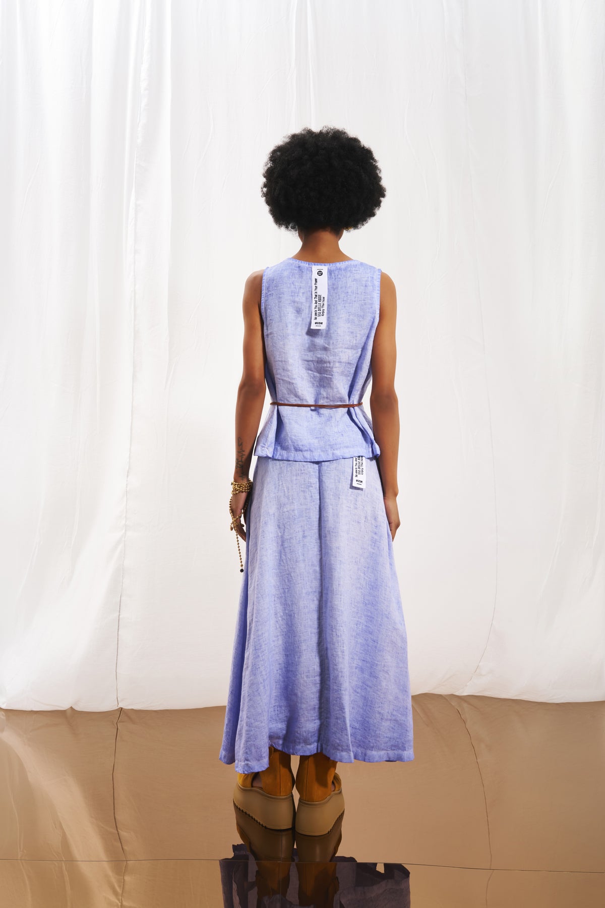 Lilac Linen Midi Skirt 17308