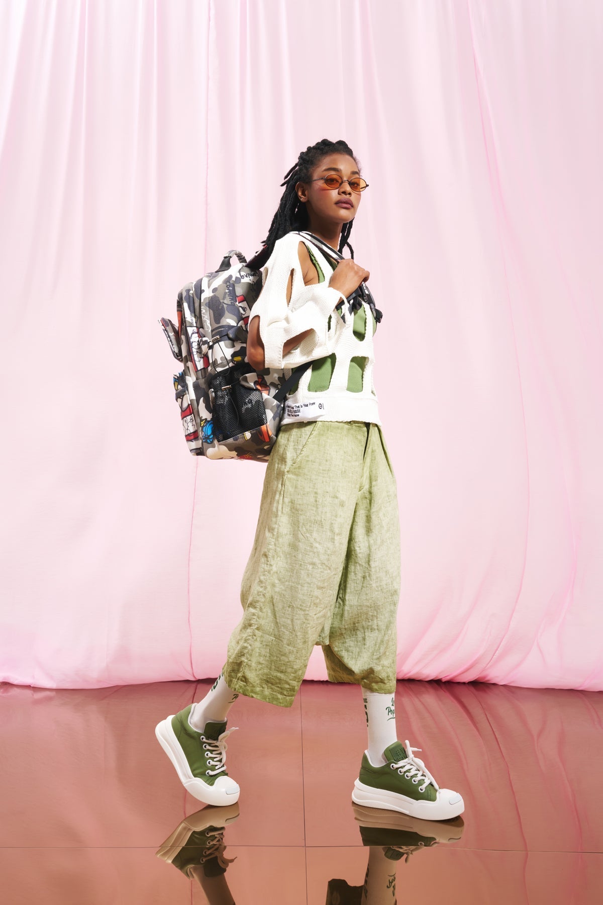 Olive Green Pleated Linen Trousers 17312