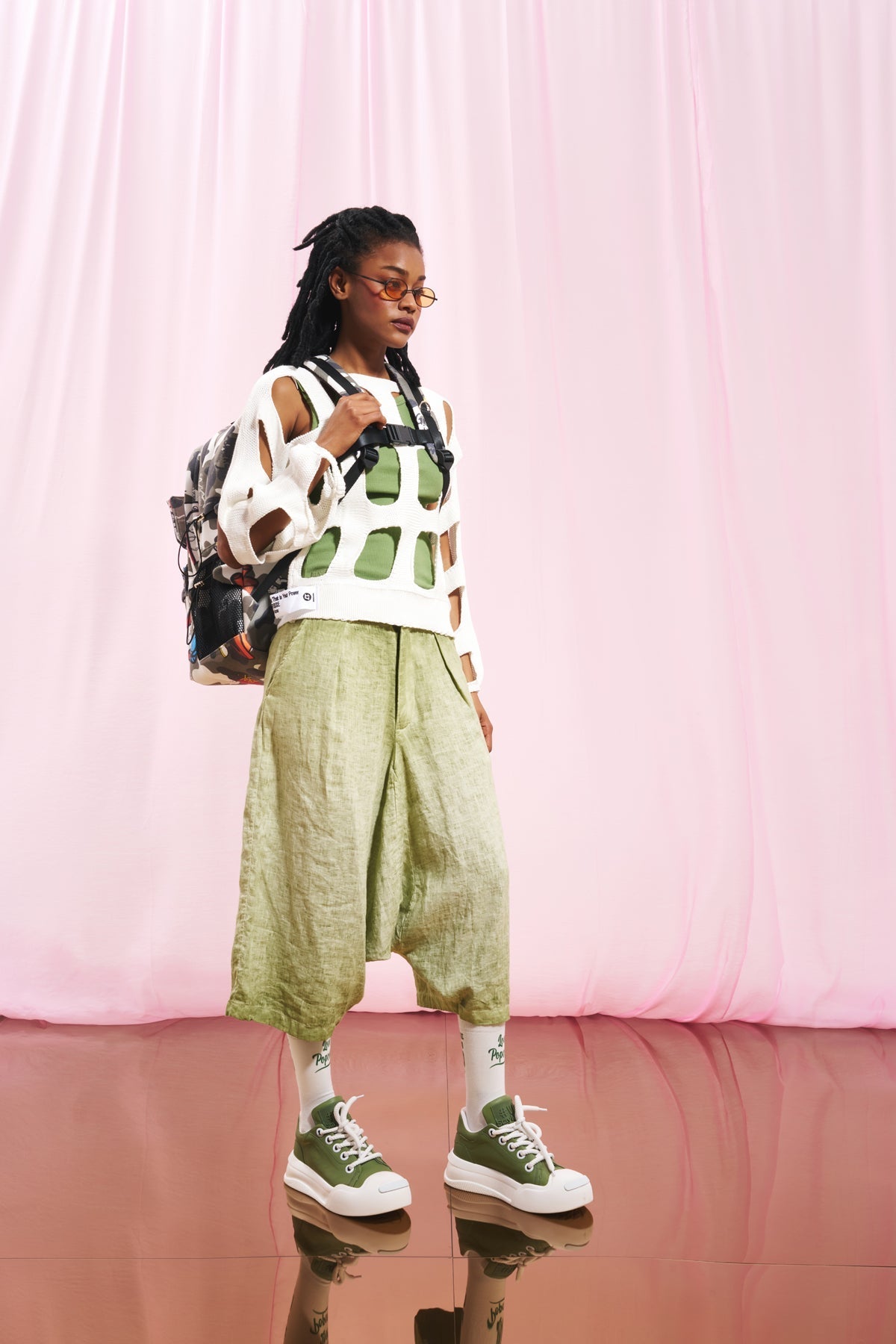 Olive Green Pleated Linen Trousers 17312