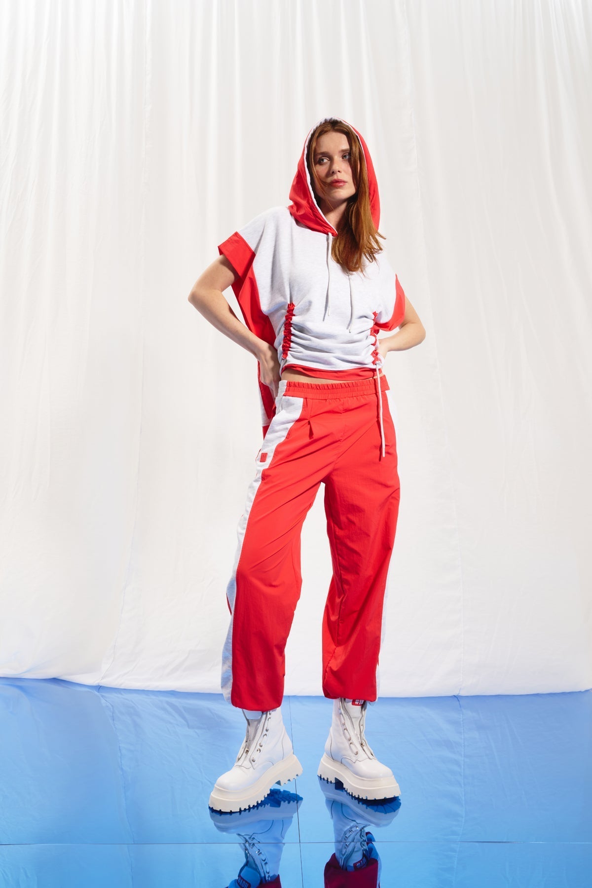 Coral Light Grey Melange Trousers 17360
