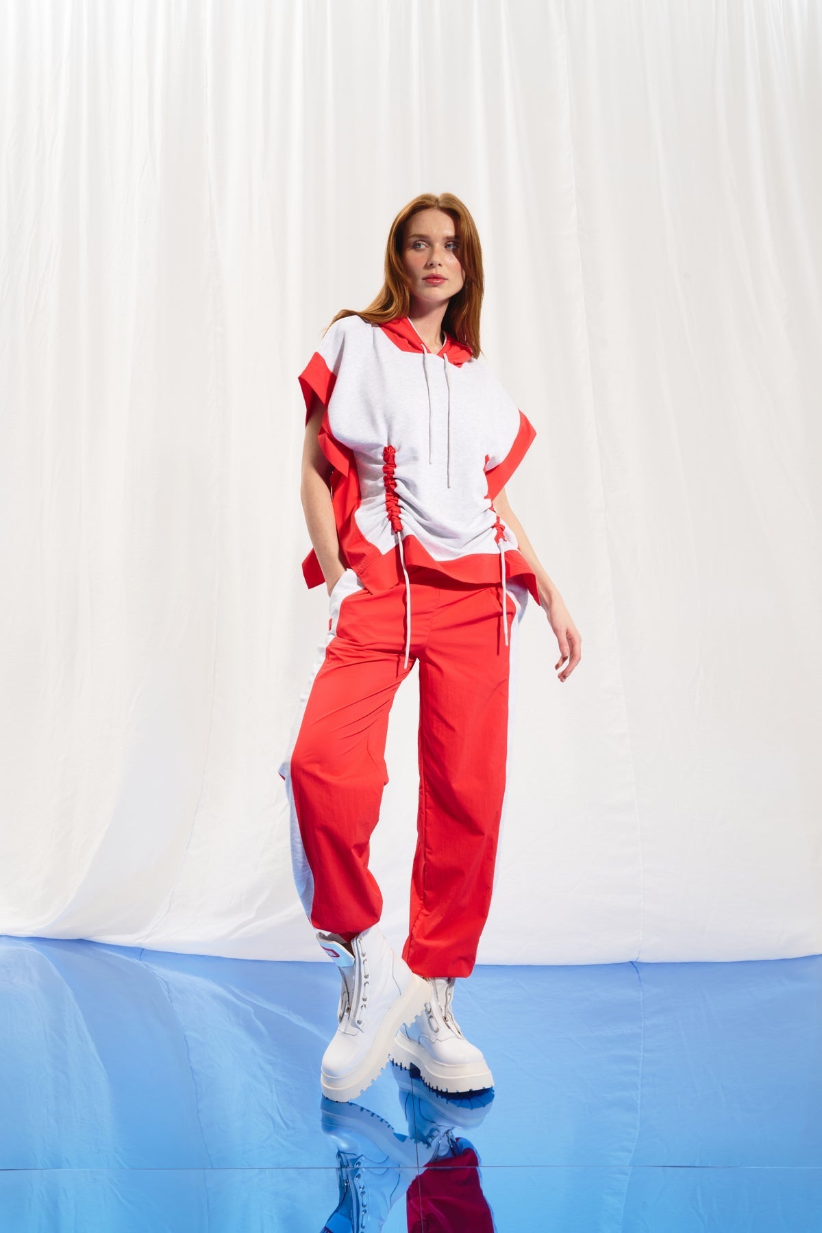 Coral Light Grey Melange Trousers 17360