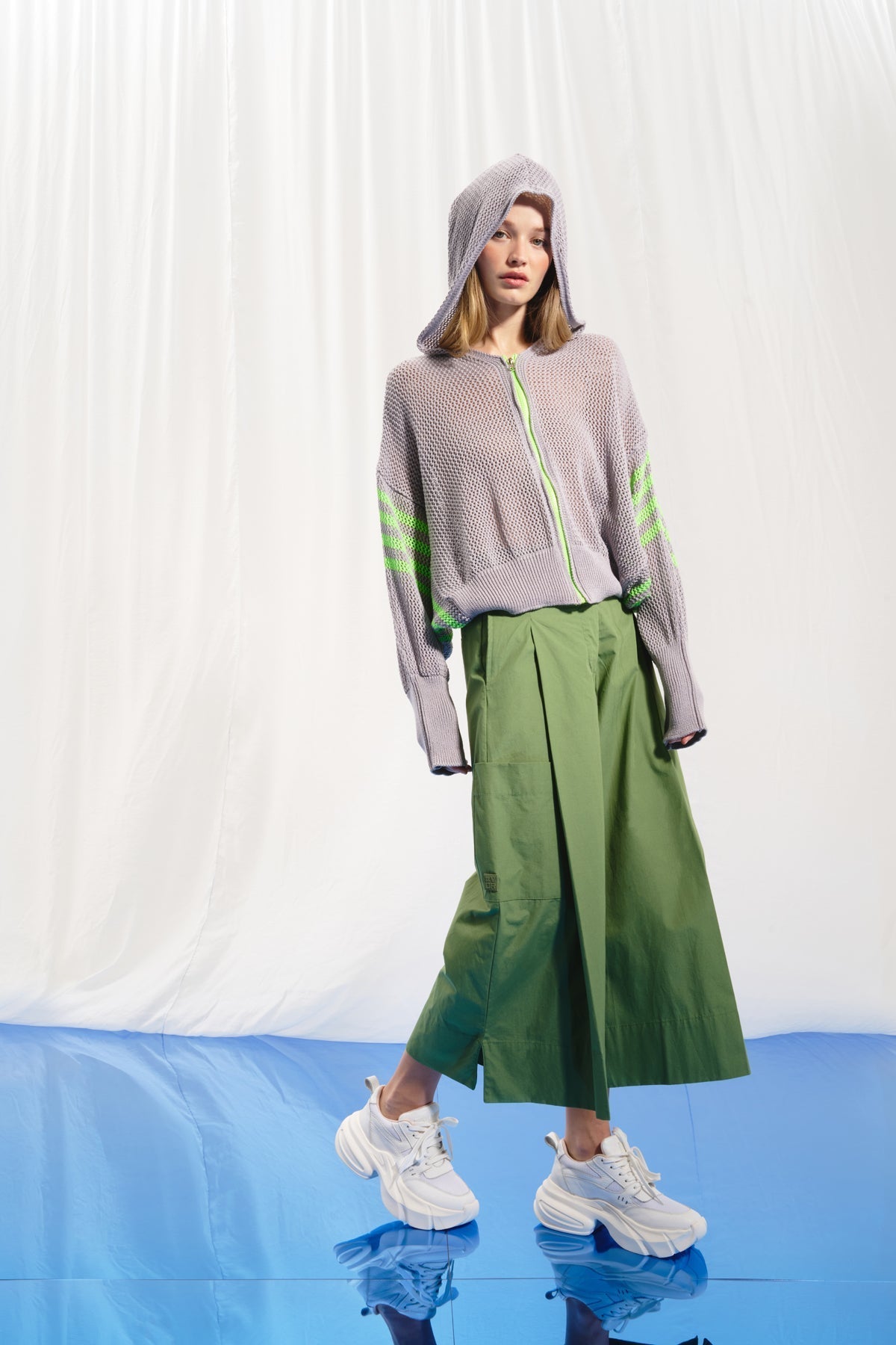 Grey Green Knit Sweater 17382