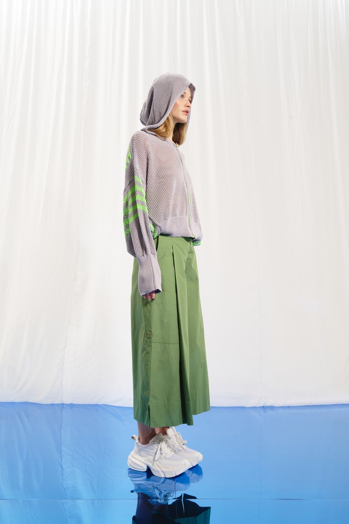 Grey Green Knit Sweater 17382