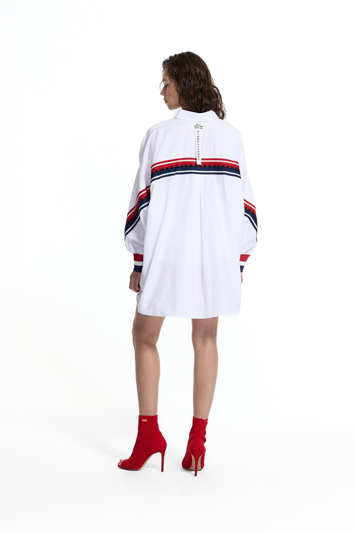 White Logo Detail Stripe Design Shirt 19007