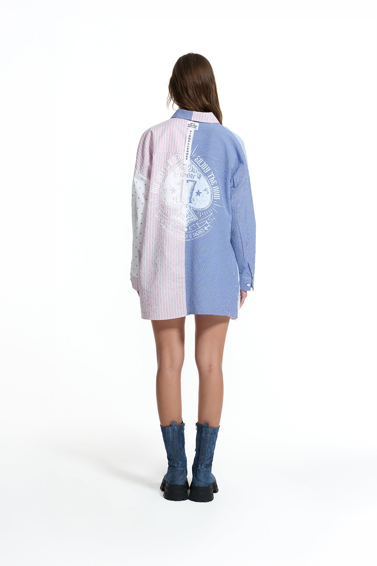 Multicolor Asymmetric Logo Patch Detail Shirt 19010