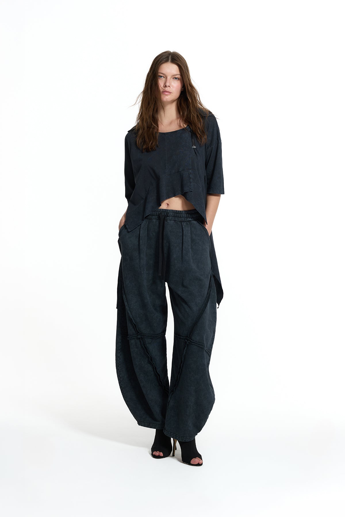 Black Seam Detail Baggy Trousers 19029