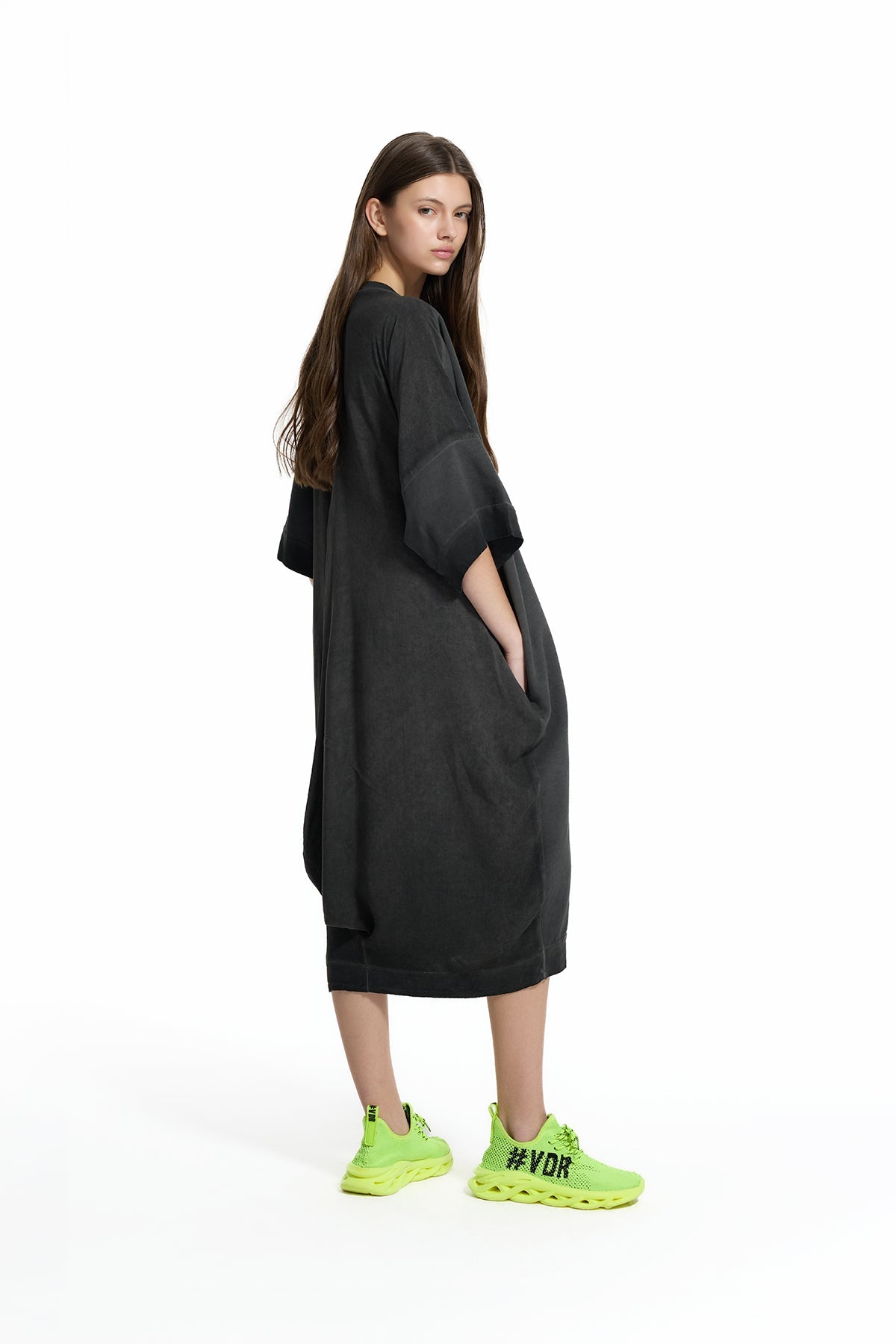 Black Front Printed Oversize Sweatshirt Dress 19037