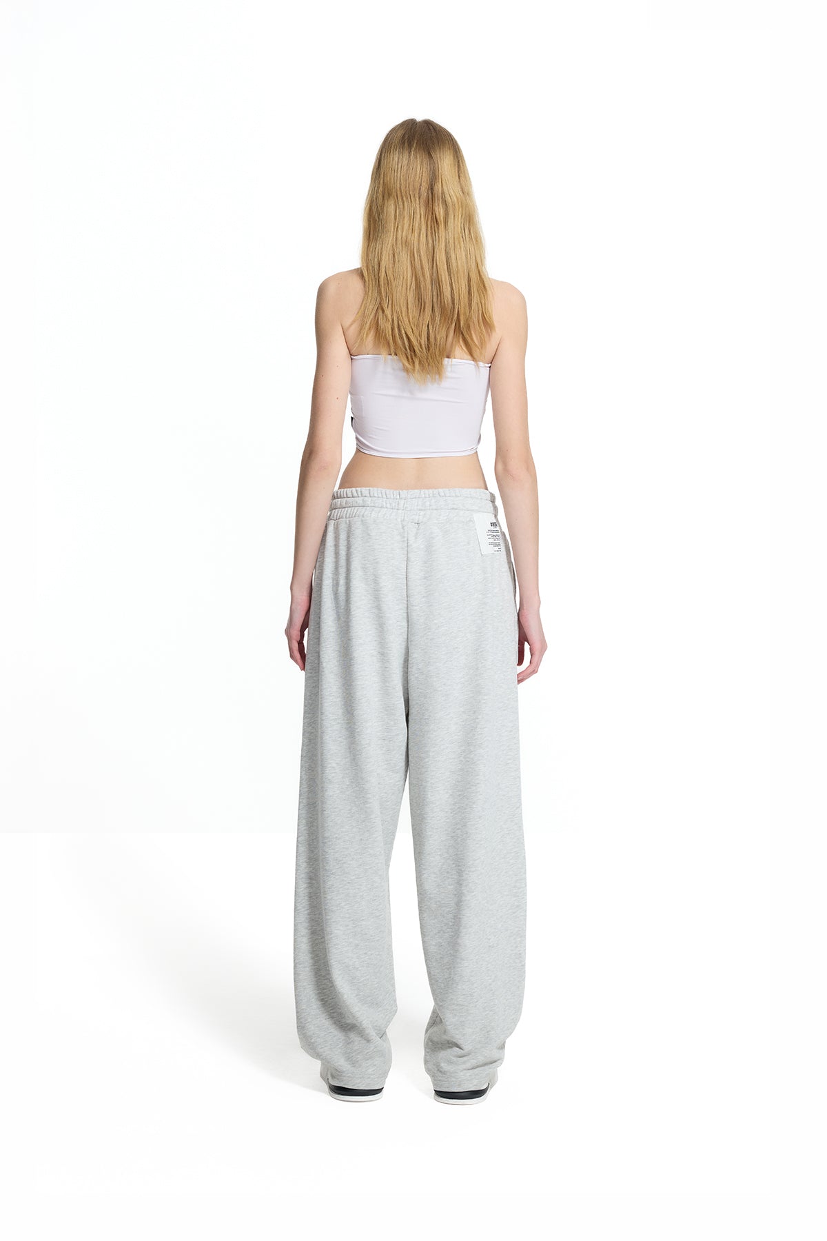 Grey Melange Pleated Detail Baggy Trousers 19041