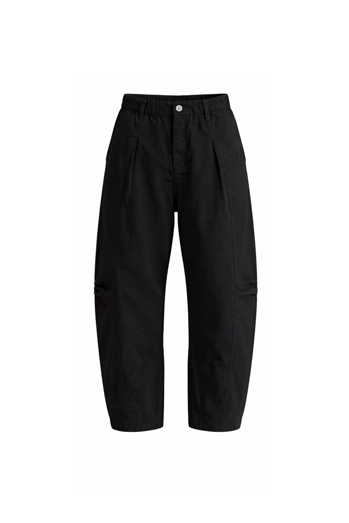 Black Pleated Stitch Detail Baggy Trousers 19049