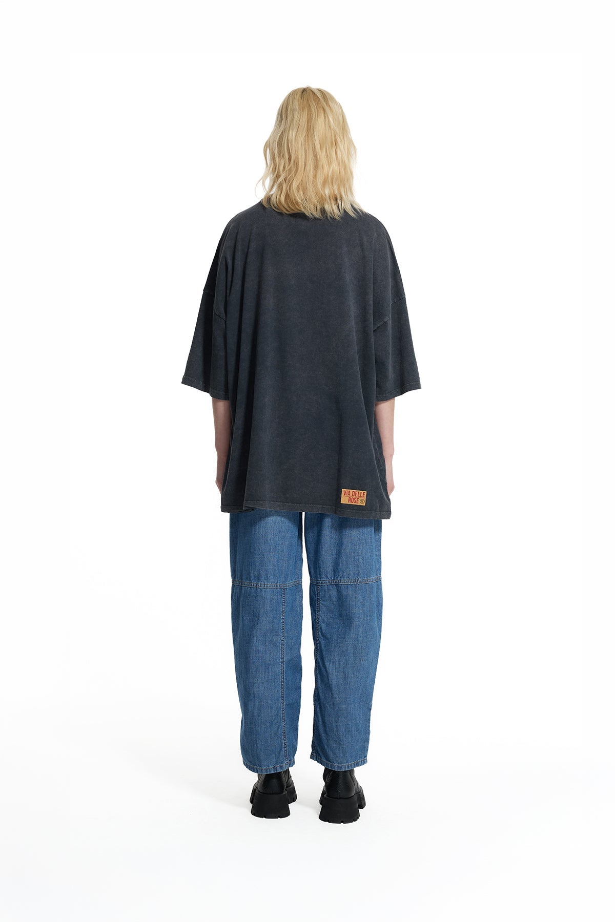 Blue Zipper Stripe Detail Tapered Leg Denim Trousers 19066