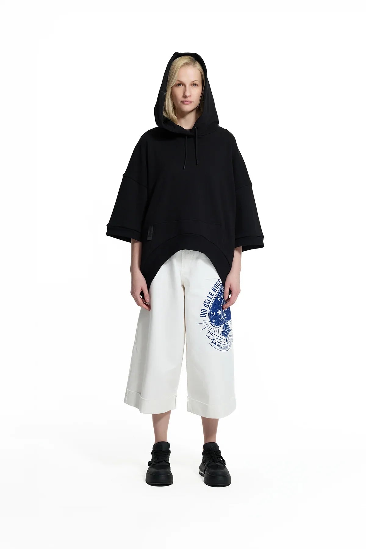 Black Short Sleeve Hoodie Sweatshirt 19110