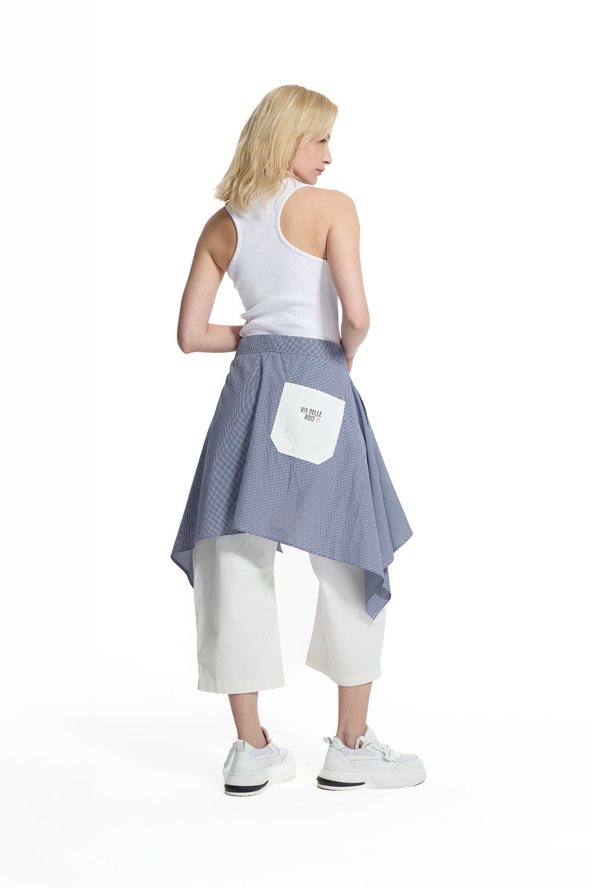White Pareo Layered Trousers 19116