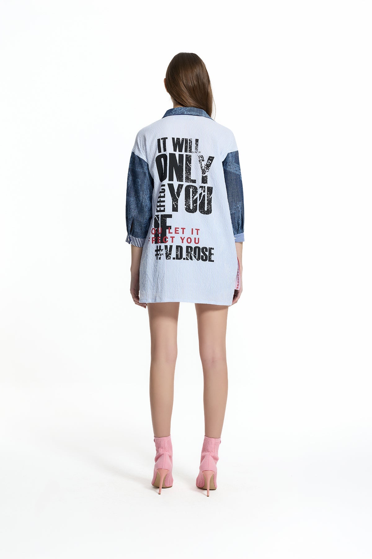 Blue Patchwork Printed Block Shirt 19132
