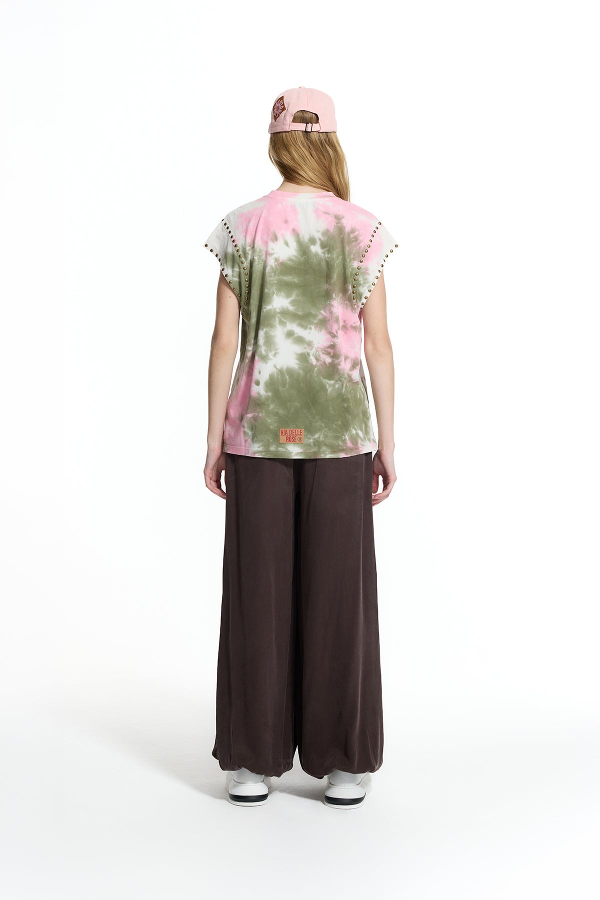 Pink Khaki Tie-dye Printed T-shirt 19153