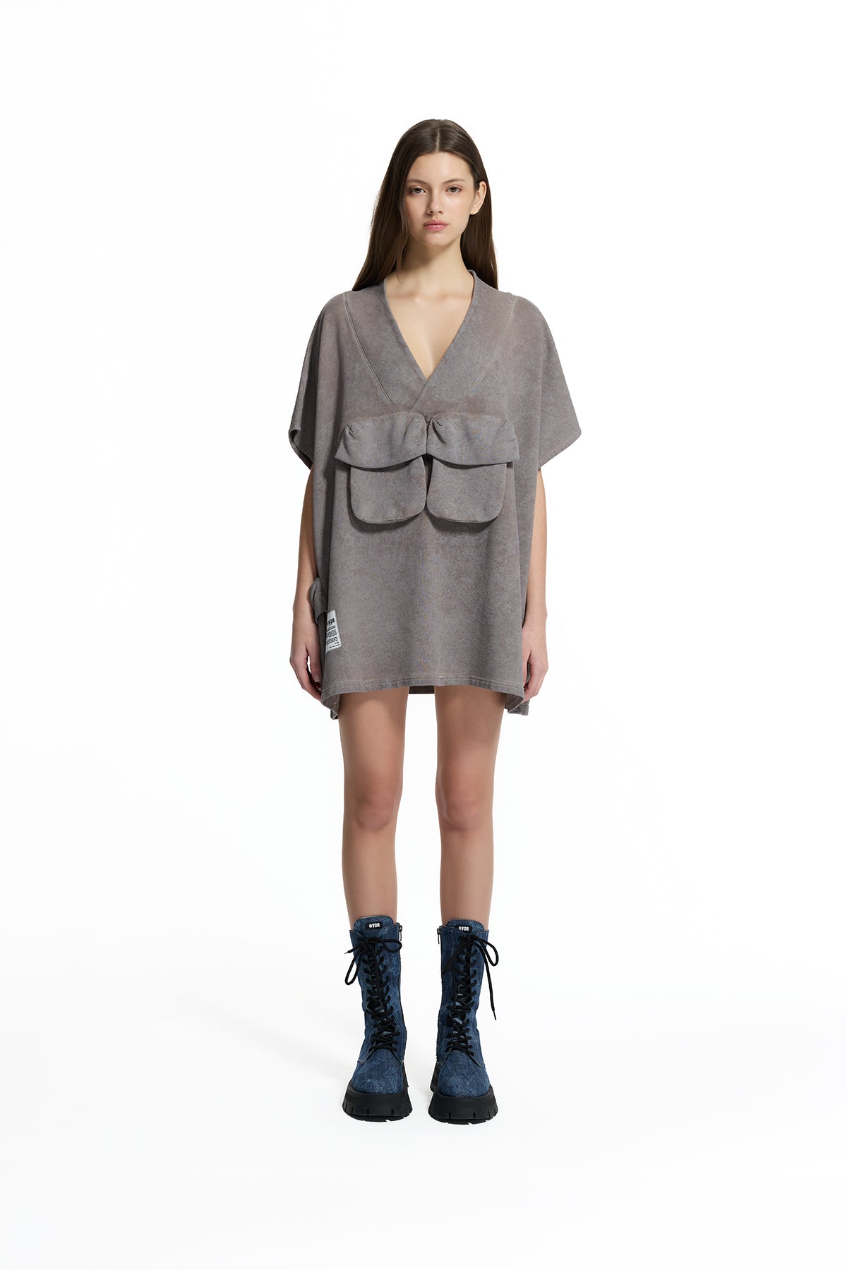 Mink Beige Appliqué Pocket Oversized Sweatshirt 19194