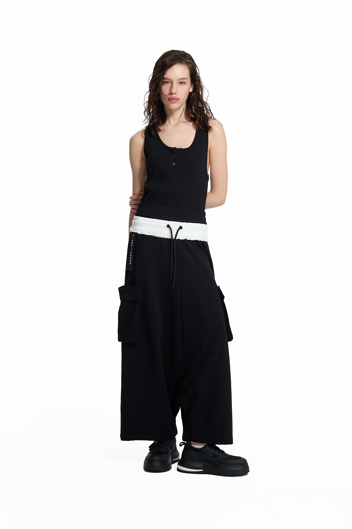 Black Harem Silhouette Cargo Trousers 19199