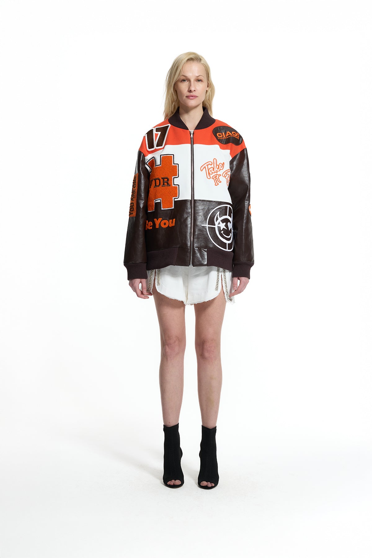 Brown Orange Bomber Jacket 19217