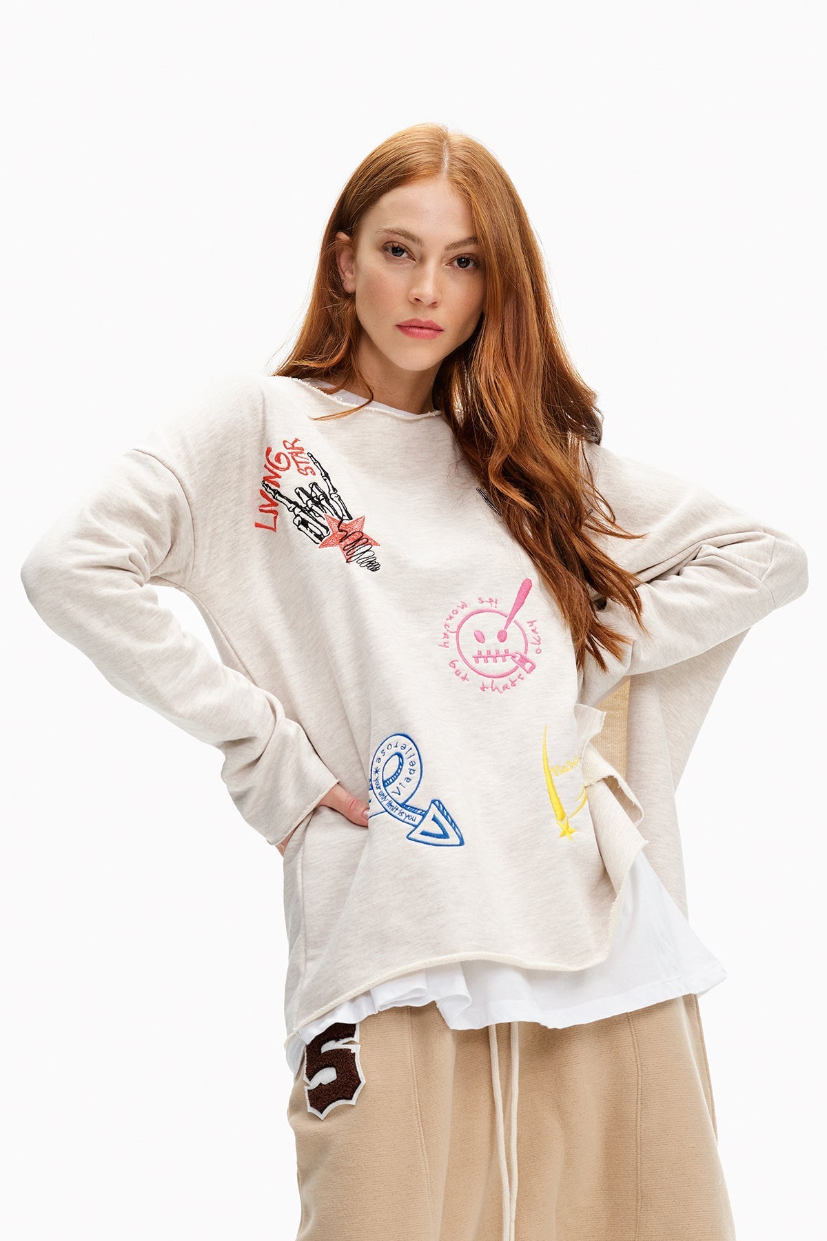 Beige Melange Sw-shirt 10217