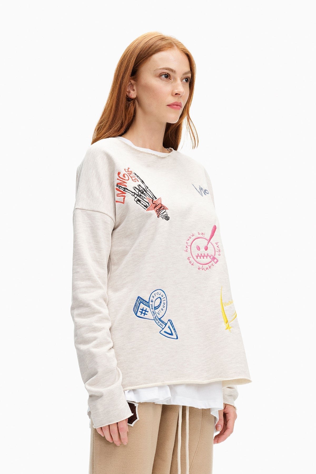 Beige Melange Sw-shirt 10217