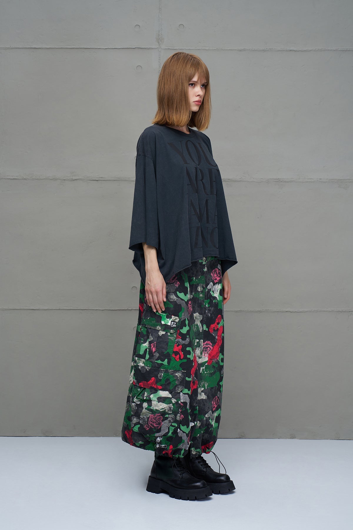 Black Slogan Oversized T-shirt 18007