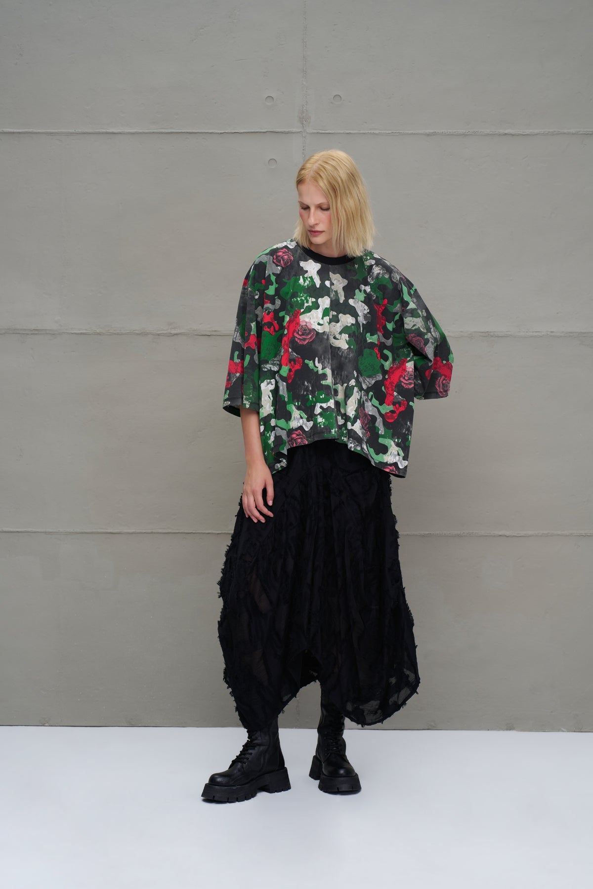 Camo Camouflage Print Asymmetric T-shirt 18029