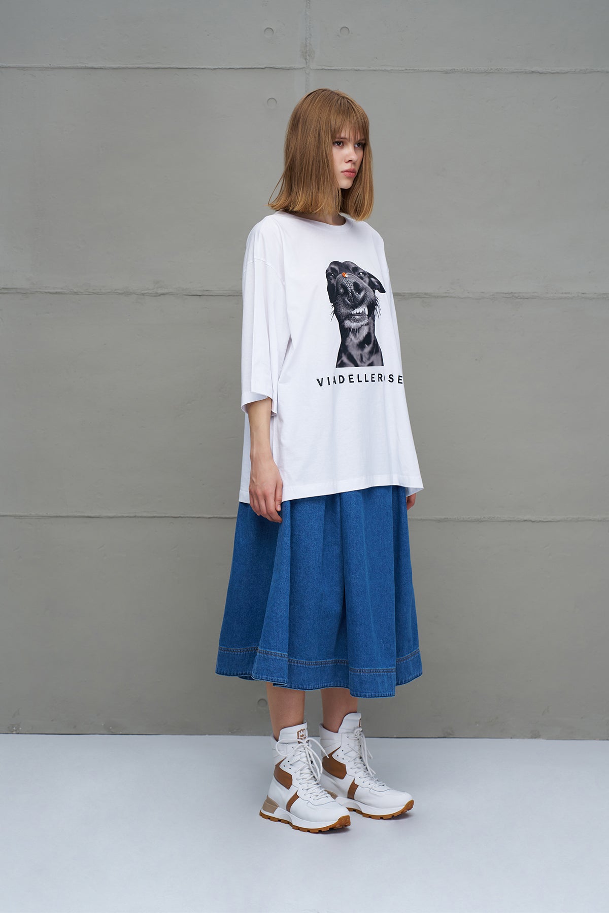 White Printed Oversized T-shirt 18036